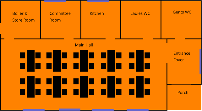 Boiler & Store Room Committee Room Kitchen Ladies WC Gents WC Main Hall Entrance Foyer Porch